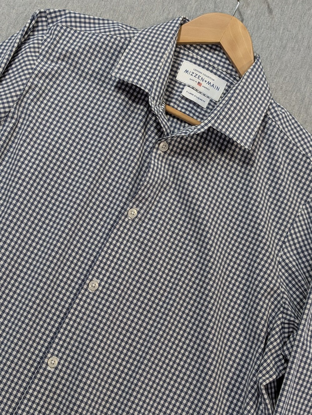 Mizzen + Main Leeward Collection Standard Fit Check Shirt Men's XL Blue White